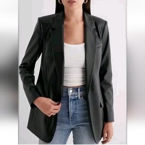 EXPRESS Faux Leather One Button Cinched Boyfriend Blazer Size XL